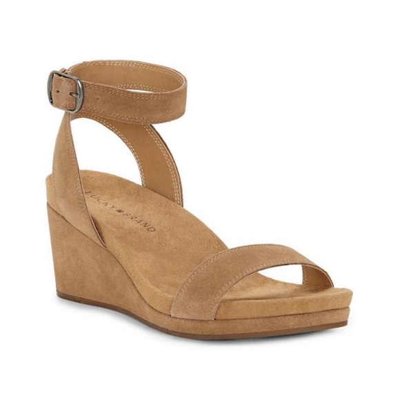 NWT Lucky Brand LK Karston Suede Sandal Wedges - Picture 2 of 15